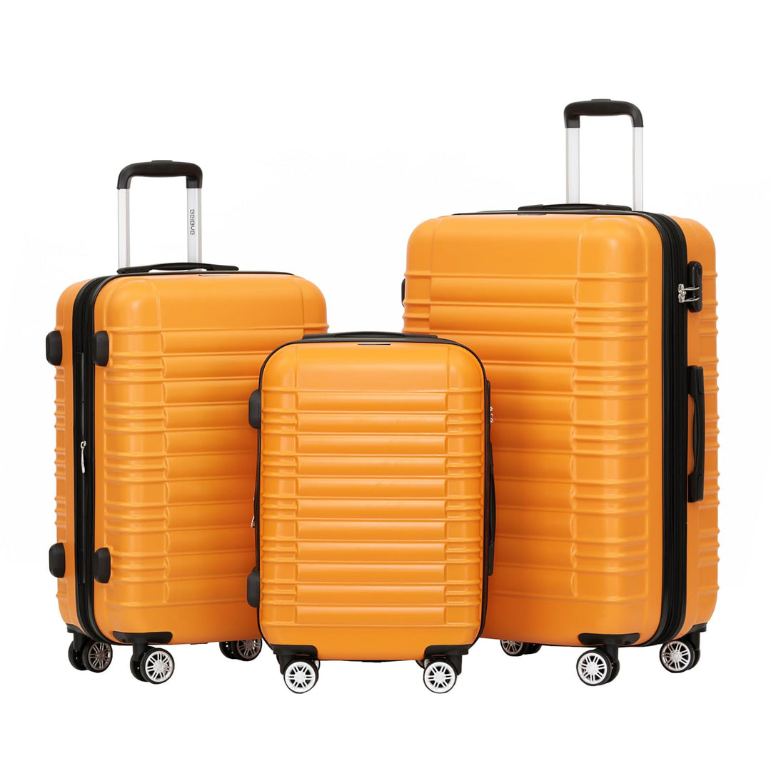 BEIBYE Reisekoffer 2088 Hartschalekoffer Gepäck Koffer Trolley Set, Kofferset in 14 Farben (Orangen)