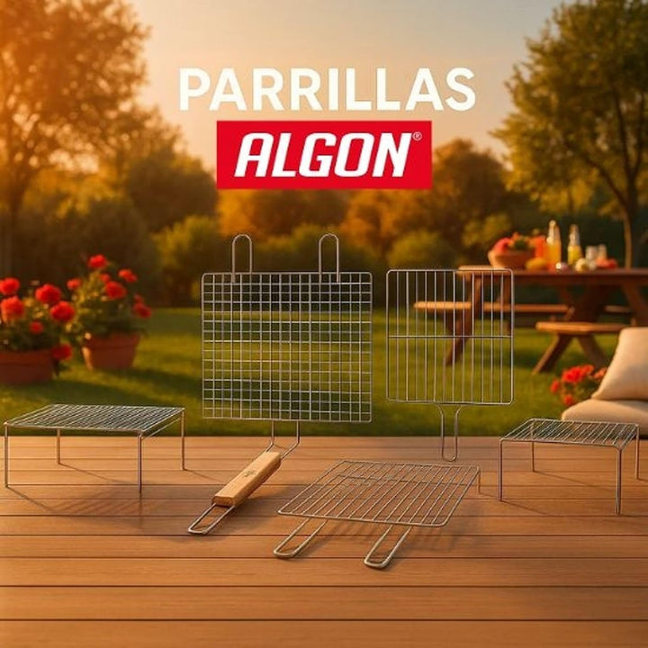 Algon Parrilla Grande Doble Grillrost, Edelstahl, Silber, 50 x 50 cm