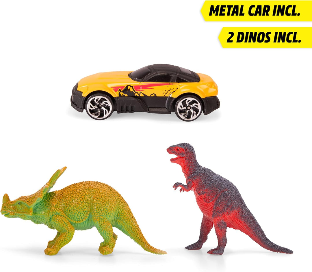 Dickie Toys - Autorennbahn Skull Volcano Track Set (100 cm) mit Vulkan-Ausbruch, Auto & Dinosaurier-