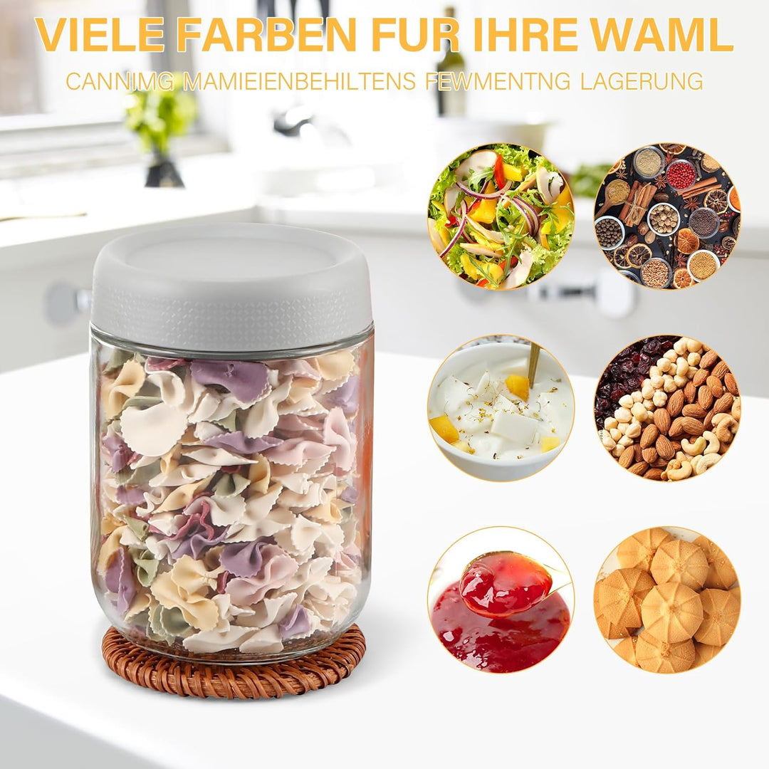 6er-Pack Overnight-Oatmeal-Gläser, mason jar, Joghurtgläser mit Deckel, schraubgläser mit deckel, Gl
