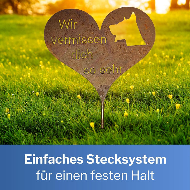 Radami Edelrost Grabherz Grabstecker Grabschmuck Gedenkstein Trauerherz Herz Spruch Stecker für Grab