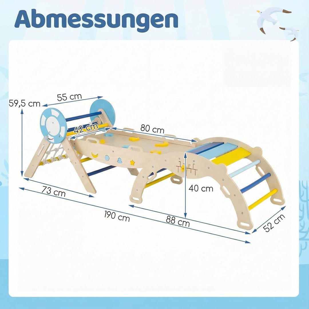 COSTWAY Klettergerüst Indoor 3er Set, klappabres Kletterdreieck mit Rutsche, Kletterbogen, Netz, ink