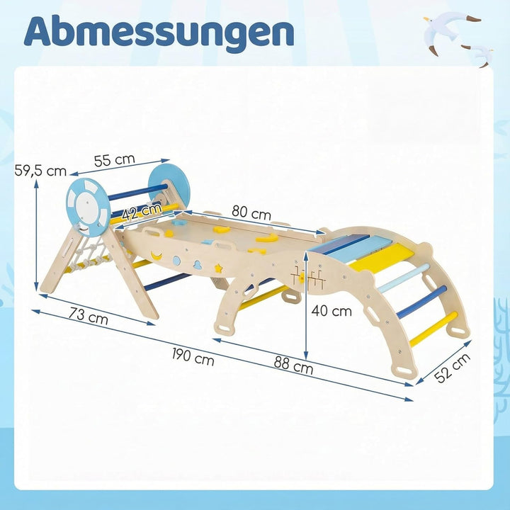 COSTWAY Klettergerüst Indoor 3er Set, klappabres Kletterdreieck mit Rutsche, Kletterbogen, Netz, ink