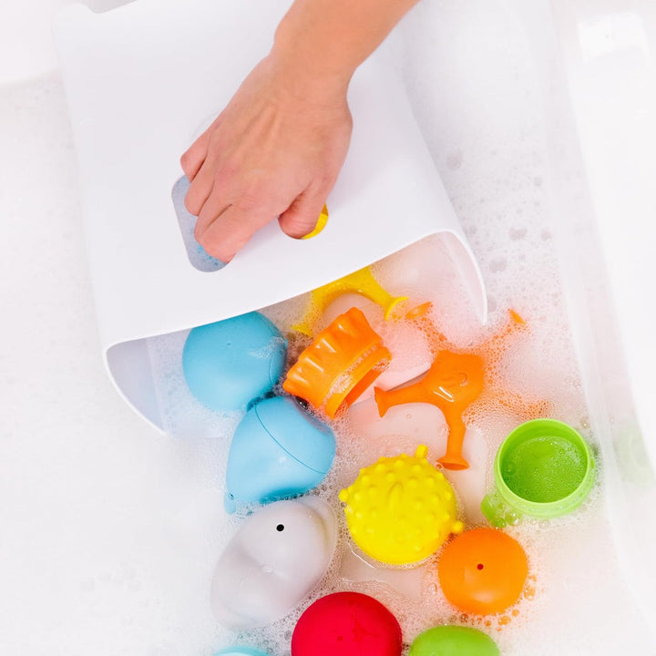 Ubbi Freestanding Bath Toy Organizer Bath Caddy with Removable Drying Rack Bin & Scoop for Toddlers