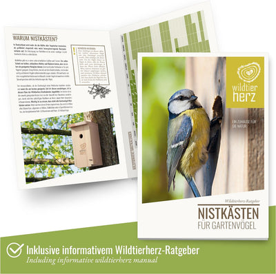 wildtier herz I Vogel Nistkasten Rotkehlchen, Rotschwänzchen aus Massiv-Holz - Verschraubt, Nistkäst