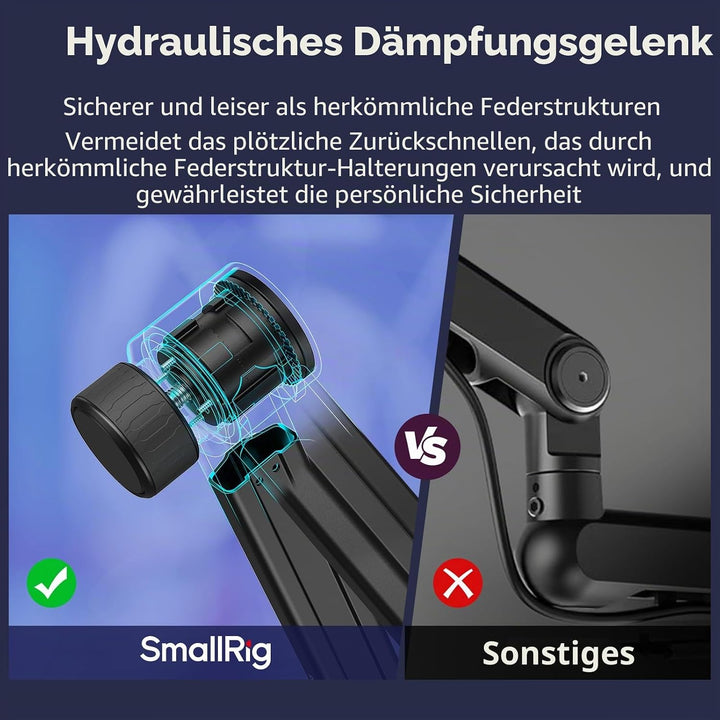 SMALLRIG Mikrofonarm, 360° drehbarer Mikrofonständer mit hydraulischem Dämpfungsgelenk, Tischmontage