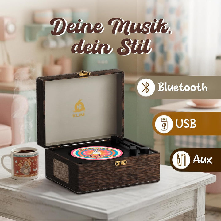 Retro CD Player mit Lautsprecher Bluetooth und Akku | Mit 2000 mAh Kapazität und Schnellladung per U