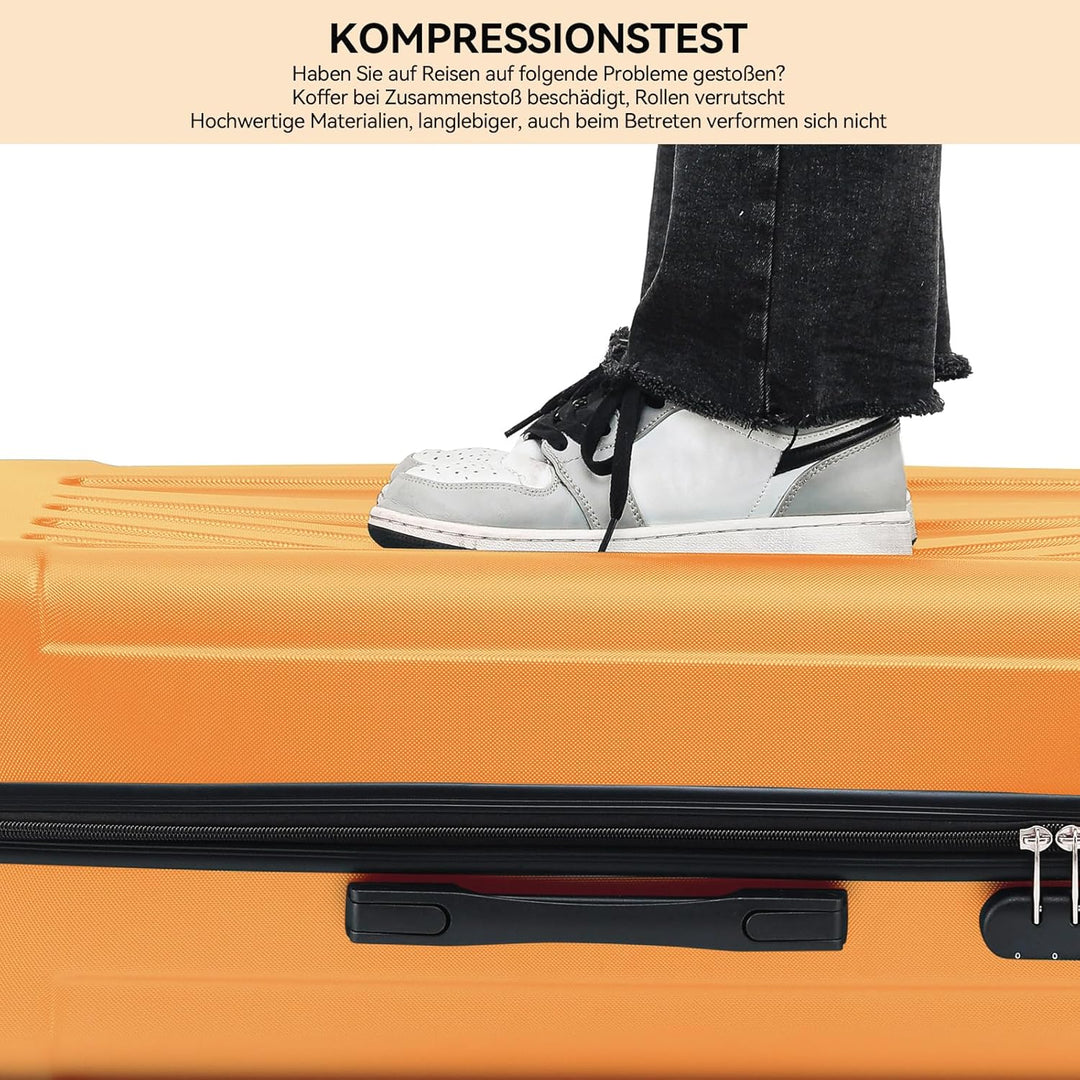BEIBYE Zwillingsrollen Hardcase Reisekoffer Koffer Trolleys Hartschale in XL-L-M in 14 Farben (Orang