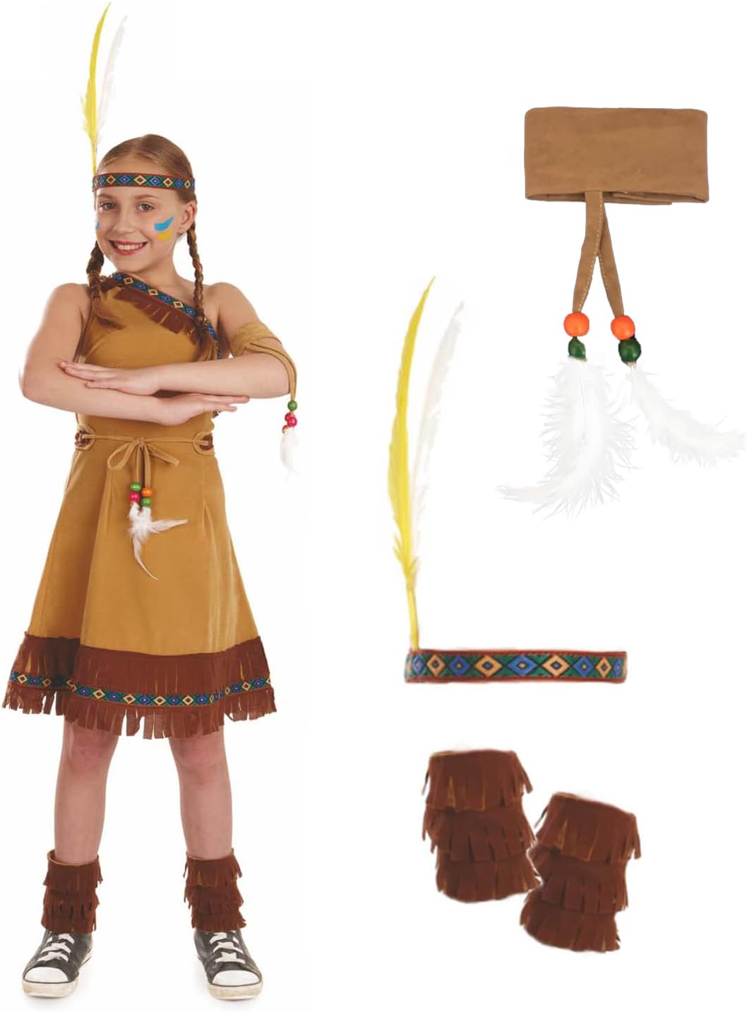 Fun Shack Indianer Kostüm Kinder, Indianer Kostüm Kinder Mädchen, Indianerkostüm Kinder Mädchen, Ind