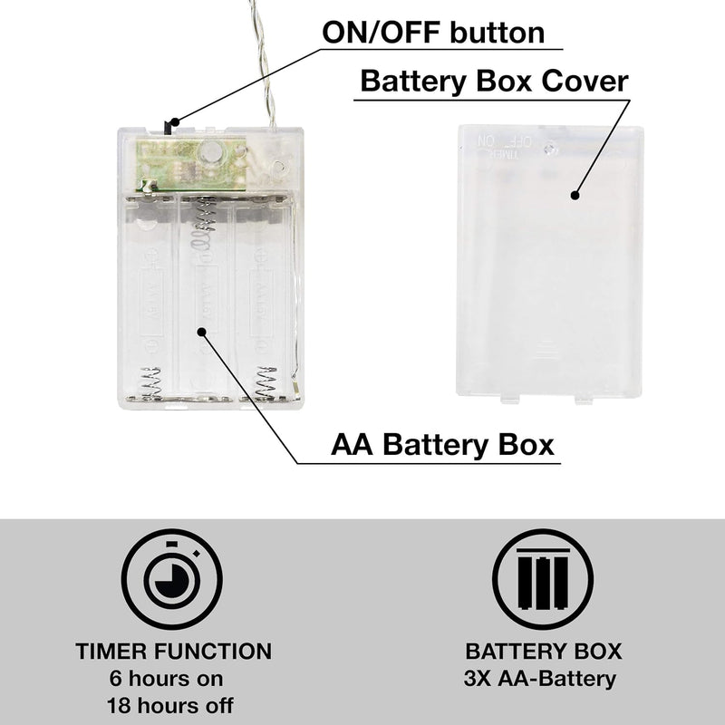 CozyHome Foto Lichterkette Fotoclips - 30 LED mit Klammern & 5m Timer Batterie I Fotolichterketten F
