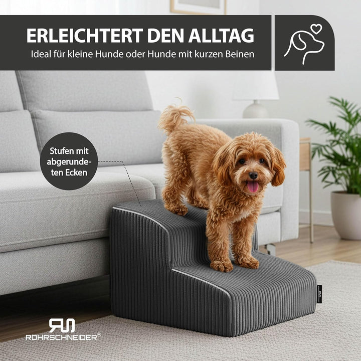 Rohrschneider Hundetreppe kleine Hunde | Made in EU | Haustiertreppe mit Rutschfester Unterseite | K