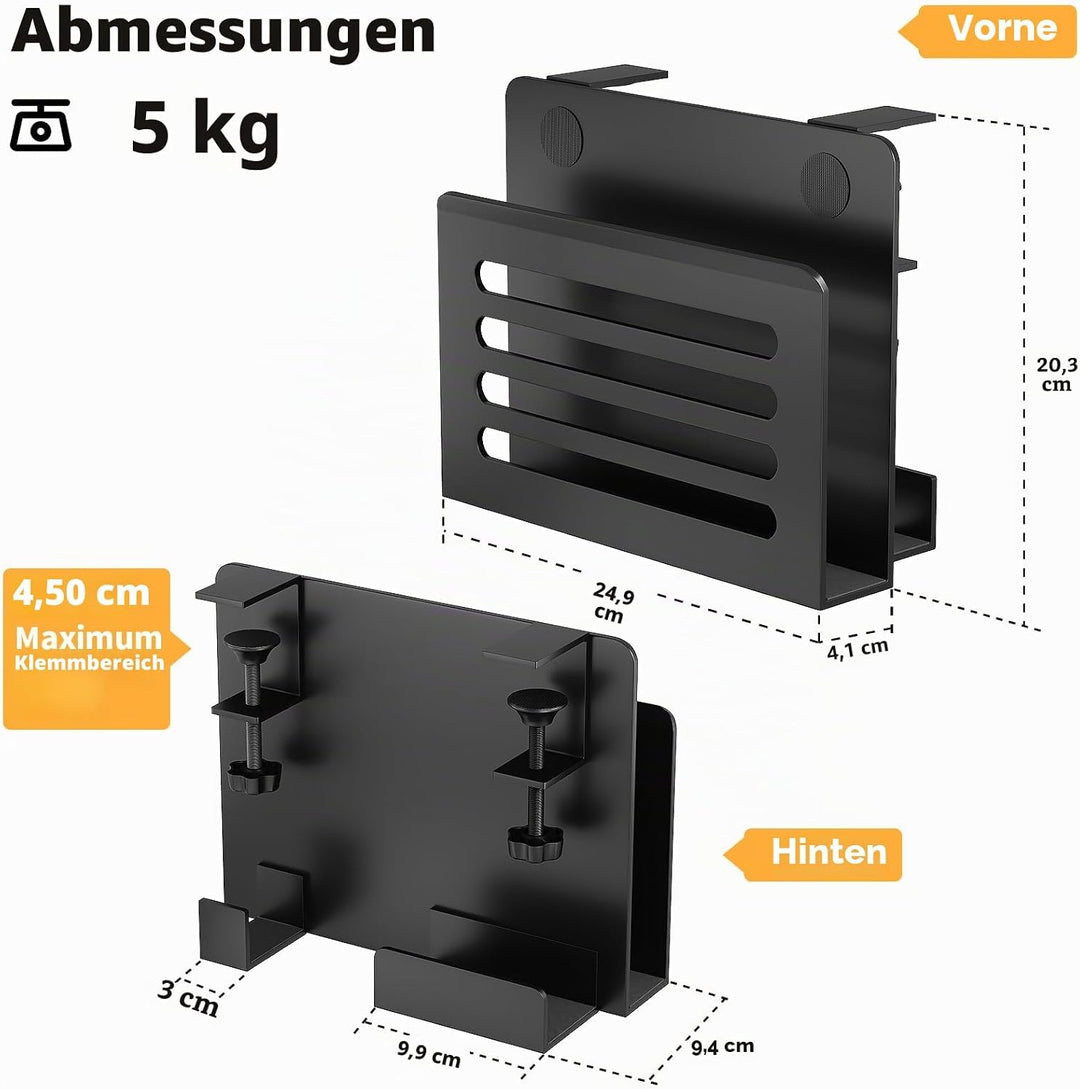 ROLIZOE Schreibtisch Seitenaufbewahrung mit Häkchen Laptop Ständer Metall Rutschfest Unter Schreibti