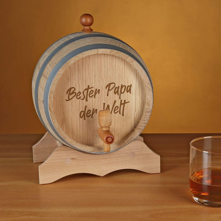 polar-effekt Holzfass 5 Liter mit Wunschgravur - individuelles Eichenfass für Whisky, Scotch, Bourbo
