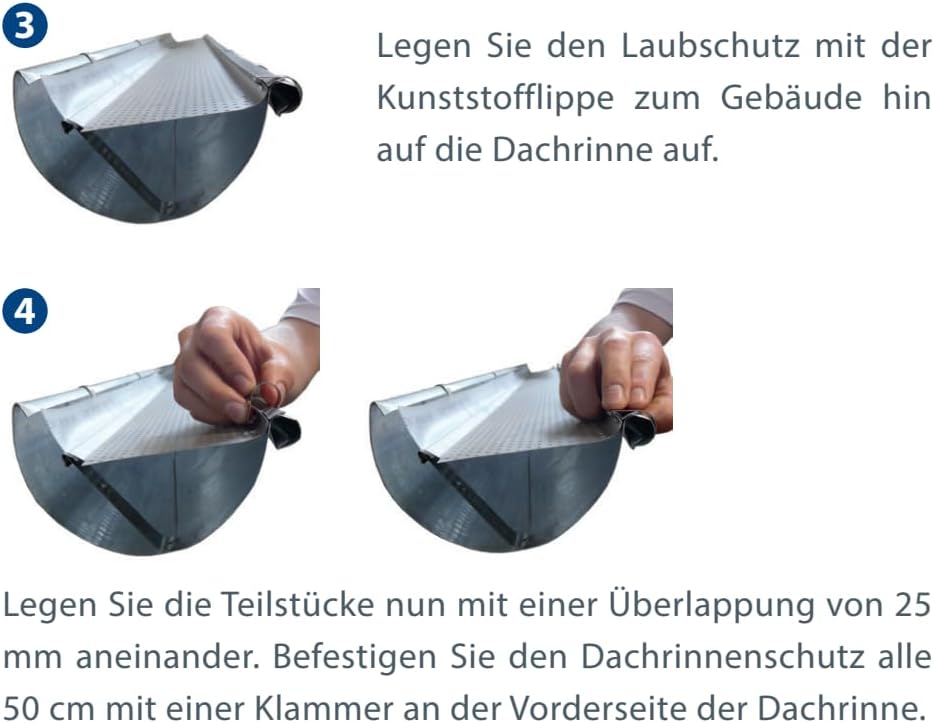 Zambelli Gutter Stark Laubschutzgitter 2 m lang Dachrinnenschutz inkl. Halter (333/2000), 333/2000