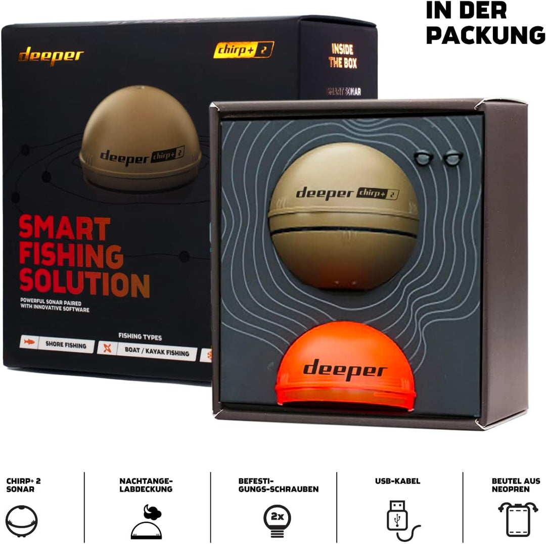 Deeper Chirp+2 Auswerfbarer und portabler GPS-gestützter-Fischfinder mit Langer Betriebsdauer und Na