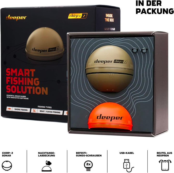Deeper Chirp+2 Auswerfbarer und portabler GPS-gestützter-Fischfinder mit Langer Betriebsdauer und Na