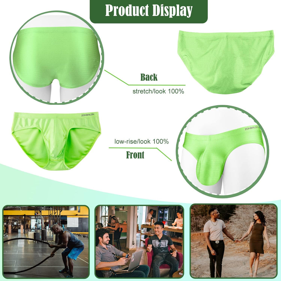 BIATWOWR Bulge Slip Herren Eisseide Unterwäsche Sexy Mens Underwear Briefs aus EIS-Seide mit niedrig