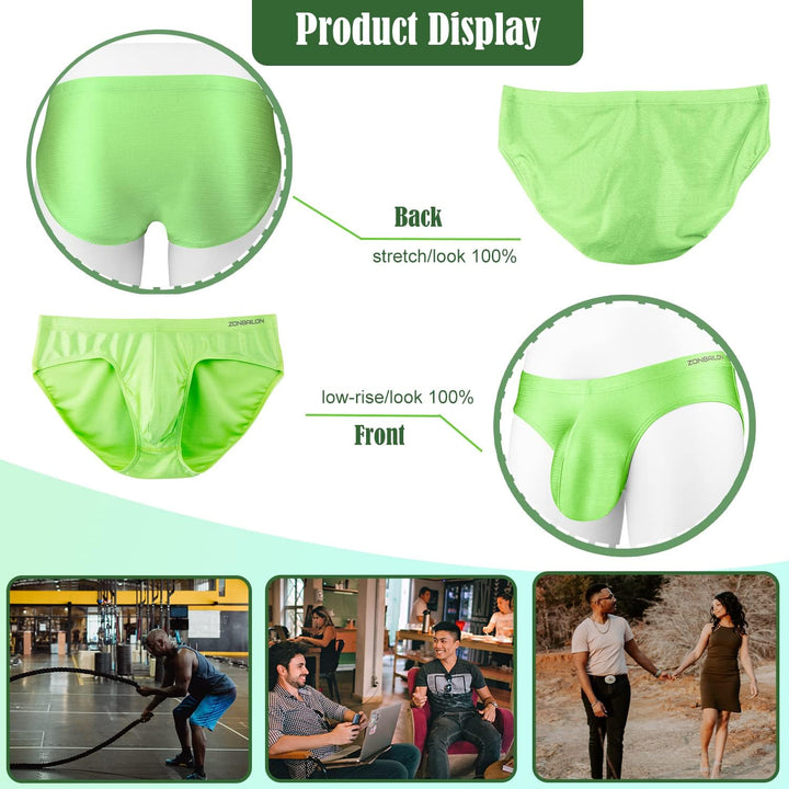 BIATWOWR Bulge Slip Herren Eisseide Unterwäsche Sexy Mens Underwear Briefs aus EIS-Seide mit niedrig