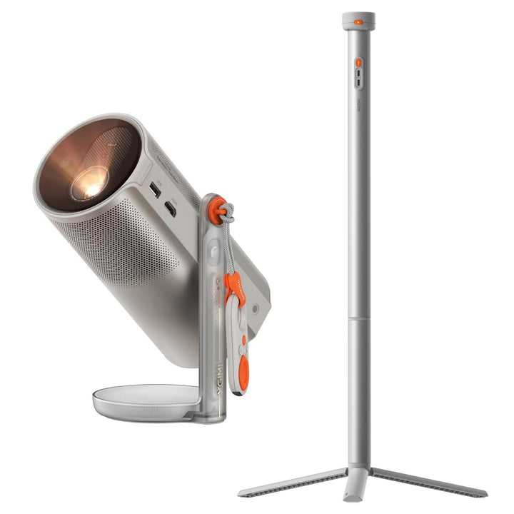 XGIMI MoGo 4 Laser Mini Beamer Set mit Akku – Smart Outdoor Heimkino mit PowerBase-Ständer, 5h Laufz