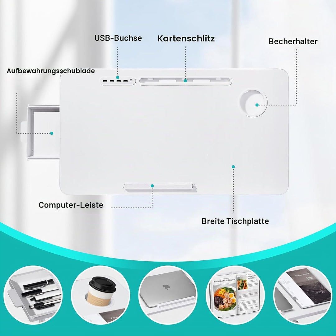 Sinbide Laptop Tisch, Klappbarer Laptoptisch, 72 * 40cm gross Desktop, Höhen Winkel verstellbar, Not