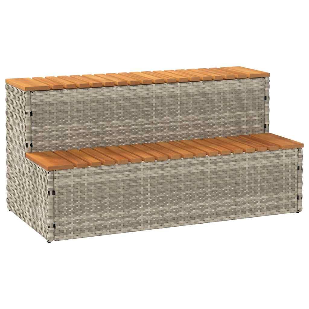 vidaXL Whirlpool-Stufen Hellgrau 100x50x50,5 cm Poly-Rattan und Akazie Hellgrau 100 x 50 x 50.5 cm,
