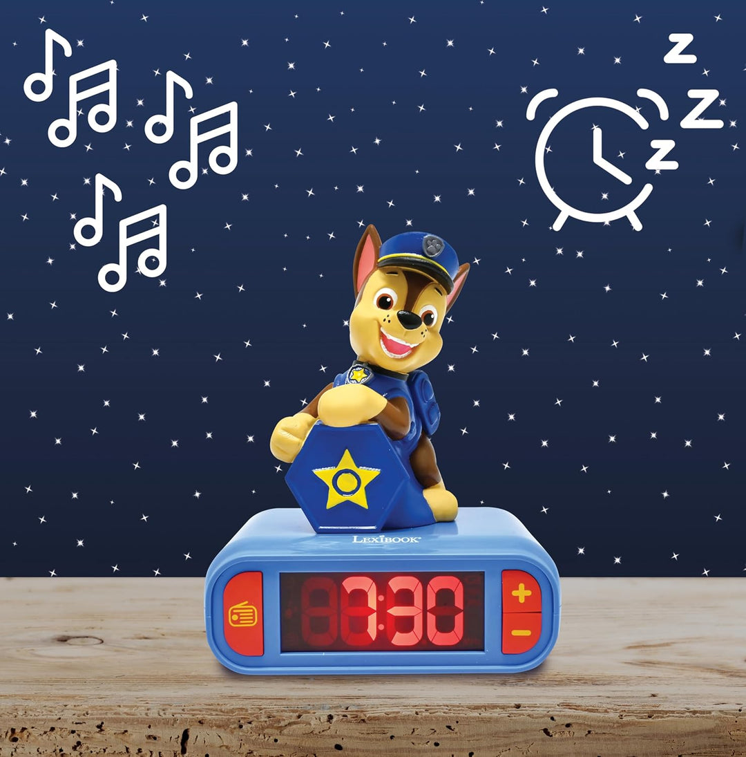 Lexibook, PAW Patrol, Wecker mit Nachtlicht, Sounds und Melodien, beleuchtetes LCD-Display, Leuchten