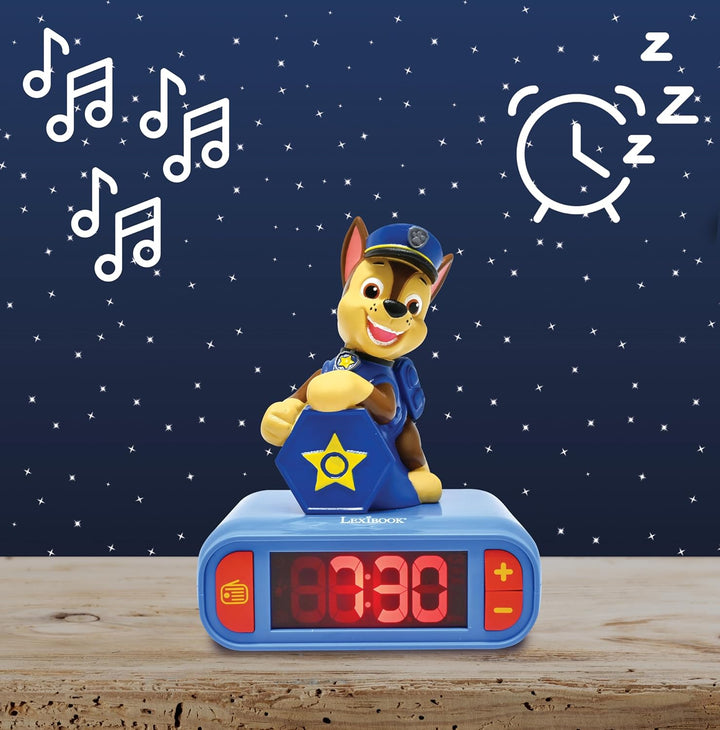 Lexibook, PAW Patrol, Wecker mit Nachtlicht, Sounds und Melodien, beleuchtetes LCD-Display, Leuchten