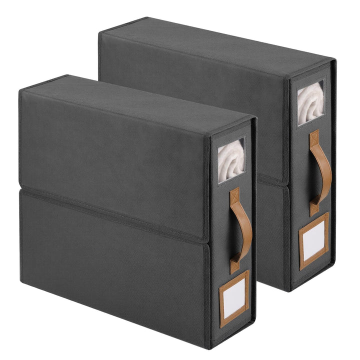 Zocipro 2 Stück Bettwäsche Aufbewahrung Organizer, 38x32x11,5 cm Faltbare Unterbettkommoden, Bettwäs