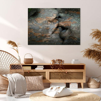 Bilder auf Leinwand 100x70cm Leinwandbild Frau Mann Kuss Abstraktion Gross Wanddeko Bild Schlafzimme