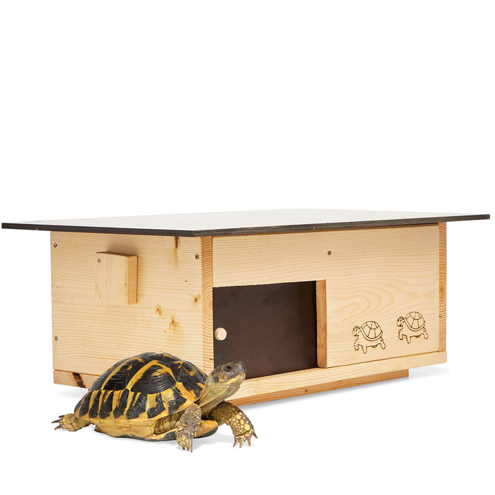 Premium Schildkrötenhaus aus 20mm Vollholz (SH3) - Wetterfest mit Boden und Schiebetür inc. verstell