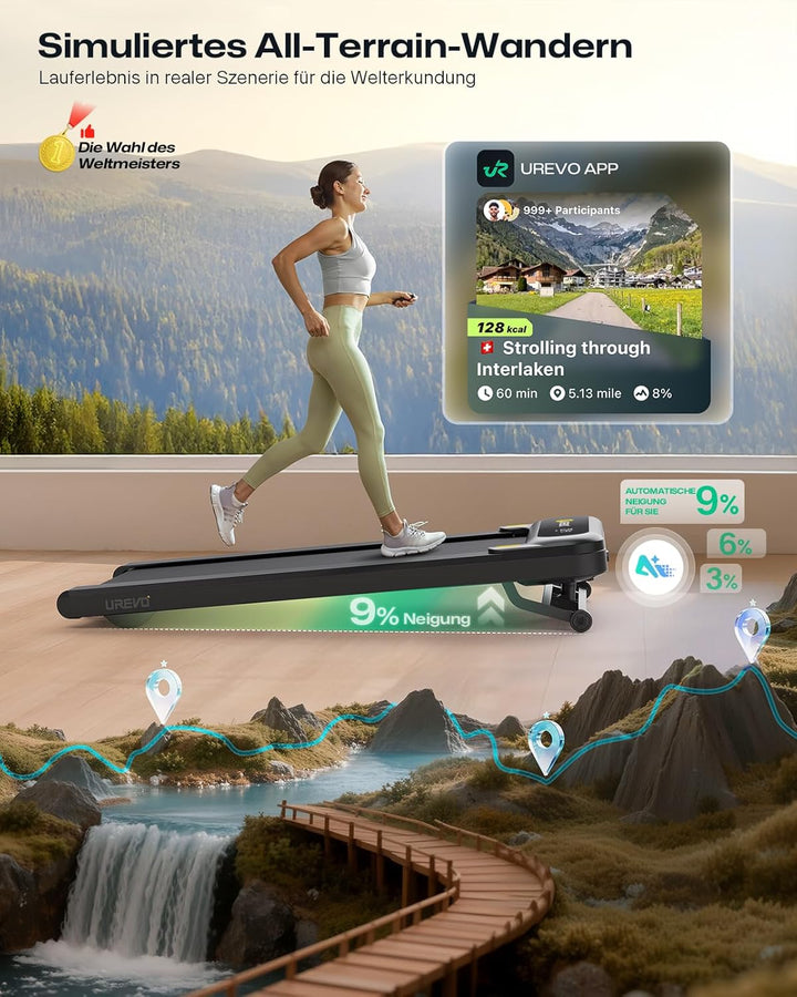 UREVO Smart Walking Pad – Premium Laufband fürs Homeoffice, extra grosse Lauffläche, leiser Motor, A