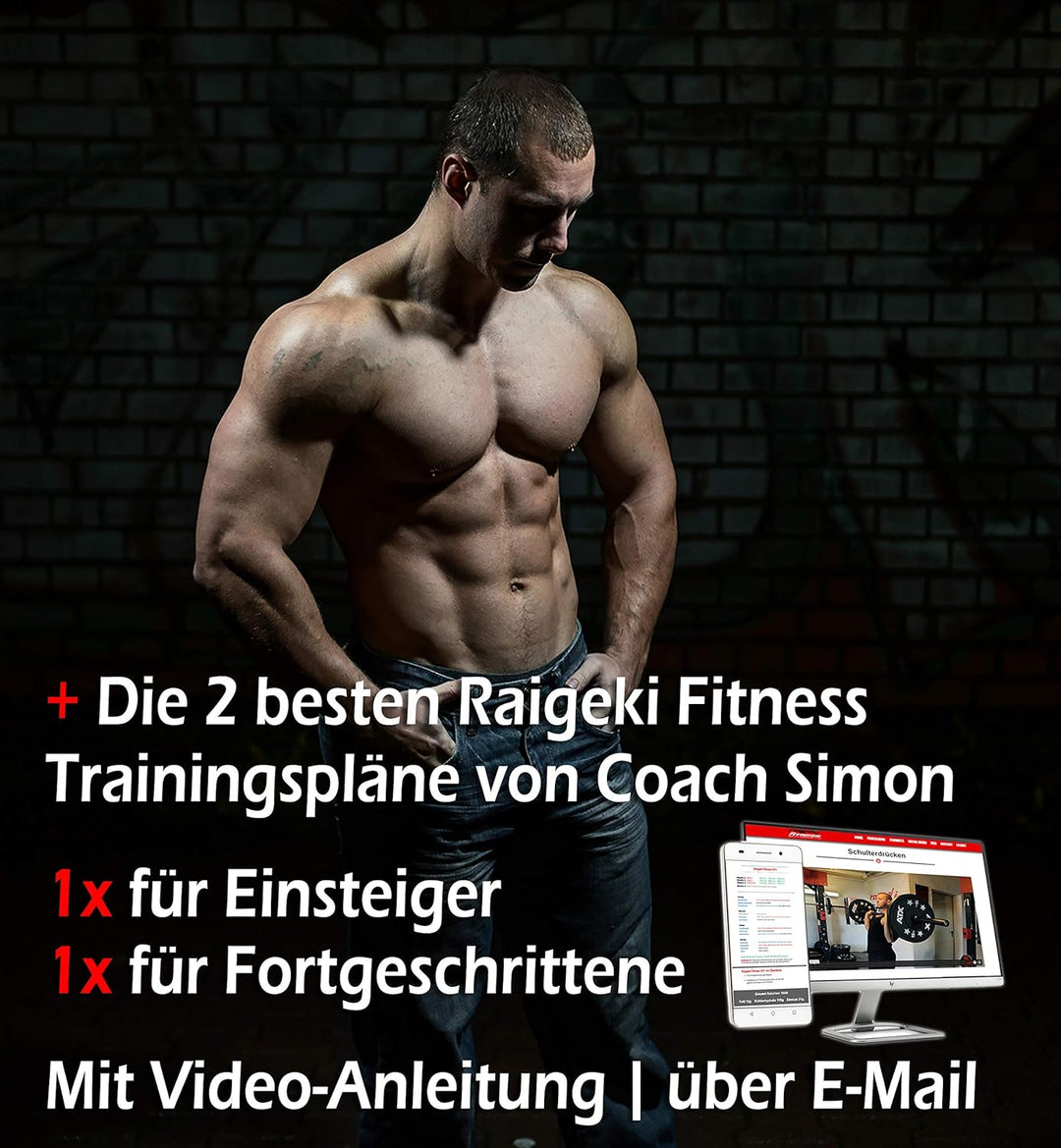 Raigeki Fitness Gewichthebergürtel (+ Trainingspläne) Fitnessgürtel für Bodybuilding, Krafttraining,