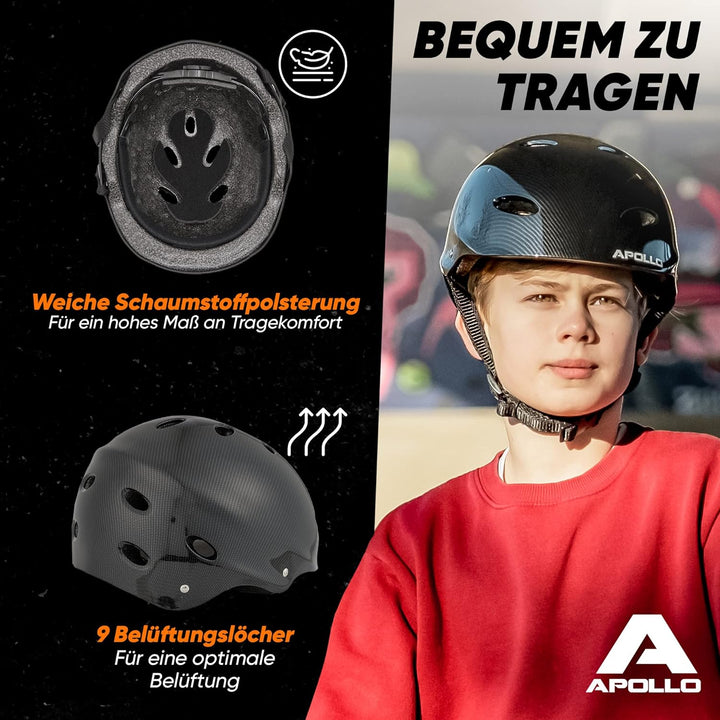 Apollo Skaterhelm Herren, Damen und Kinder | Kinderfahrradhelm | Verstellbar | Skateboard, Scooter,