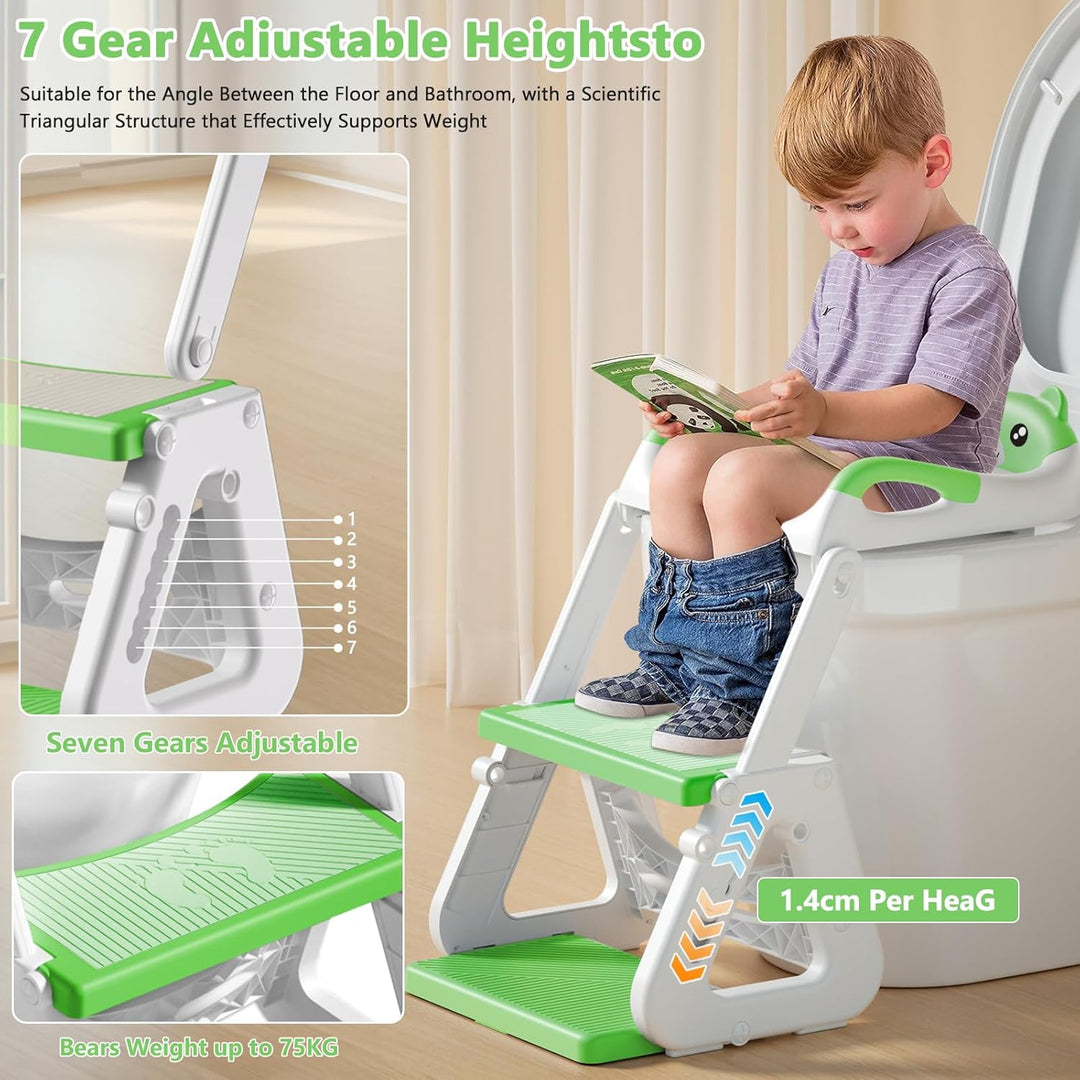 Toilettensitz Kinder mit Treppe,Kinder WC Sitz Toilette für Kinder mit Gepolstertem Sitz,Höhenverste