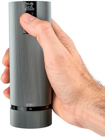 PEUGEOT - Wiederaufladbare elektrische u‘Select-Salzmühle Line 15 cm + Steinsalz - 6 voreingestellte