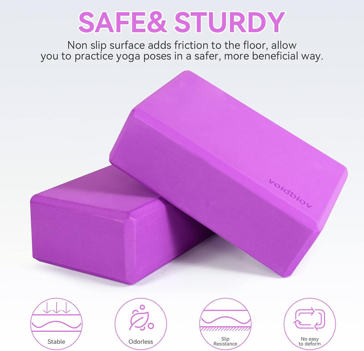 voidbiov Yoga blöcke 2er Set 9 "x6 x3, Stabil rutschfest Eva Schaumstoff, Bietet Unterstützung und S