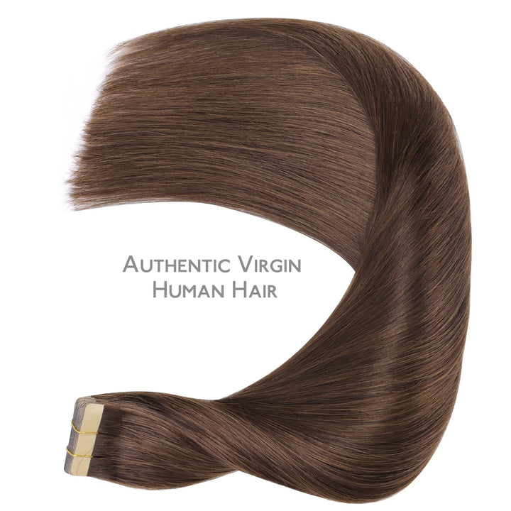 WENNALIFE Tape Extensions Echthaar, 20pcs 40g 30cm 12 Zoll Schokoladenbraun Remy Invisible Tape Exte