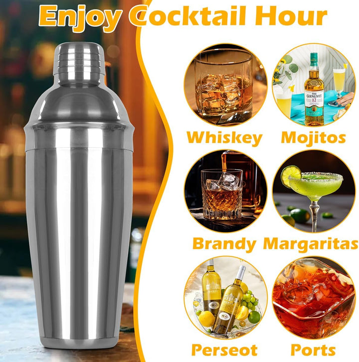 Cocktail Shaker Set,25oz cocktailshaker Glas,6 Stück Edelstahl Cocktails Mix Sets,Gin coktailshakers