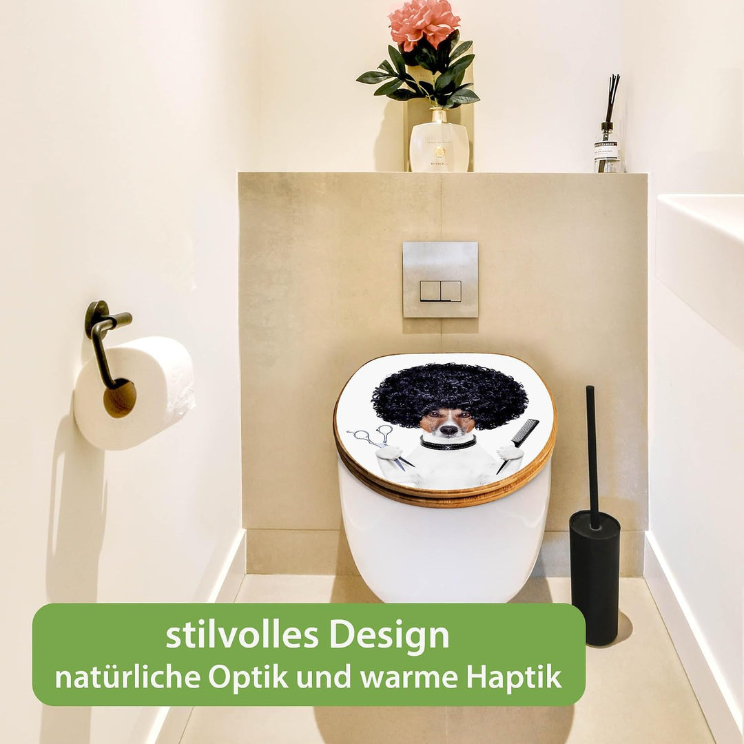 banjado Design WC Sitz Bambus Absenkautomatik 45,8x37,5cm - Toilettendeckel mit Absenkautomatik Holz