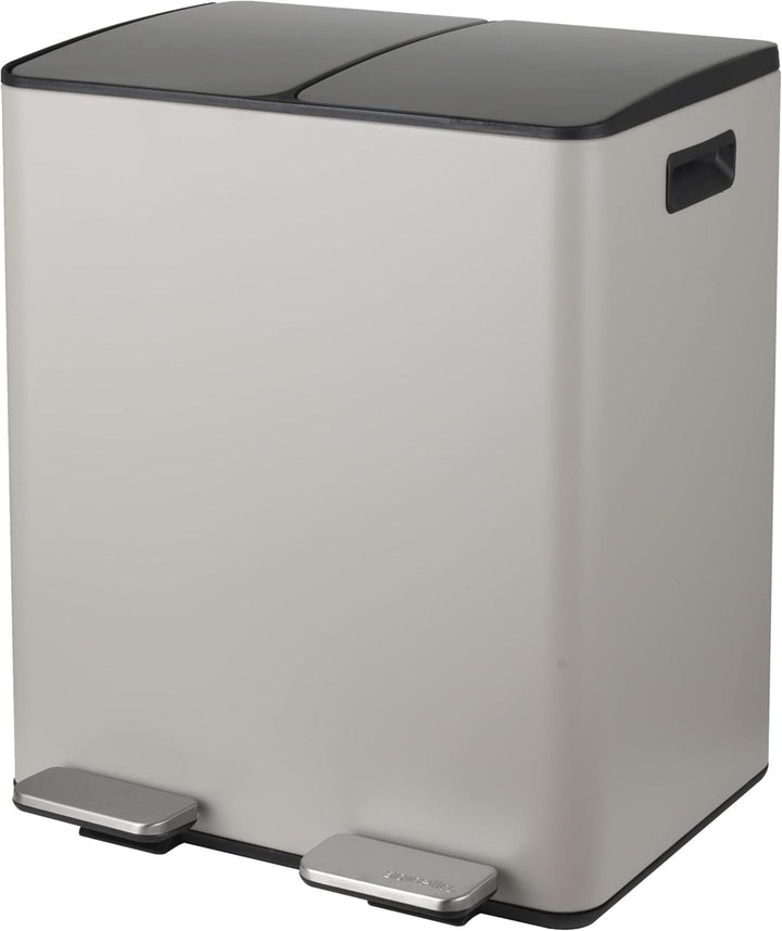 Spirella – 40-Liter-Küchenabfalleimer (2 x 20 Liter) mit Pedalantrieb – Modell Aliya – Gebürsteter E