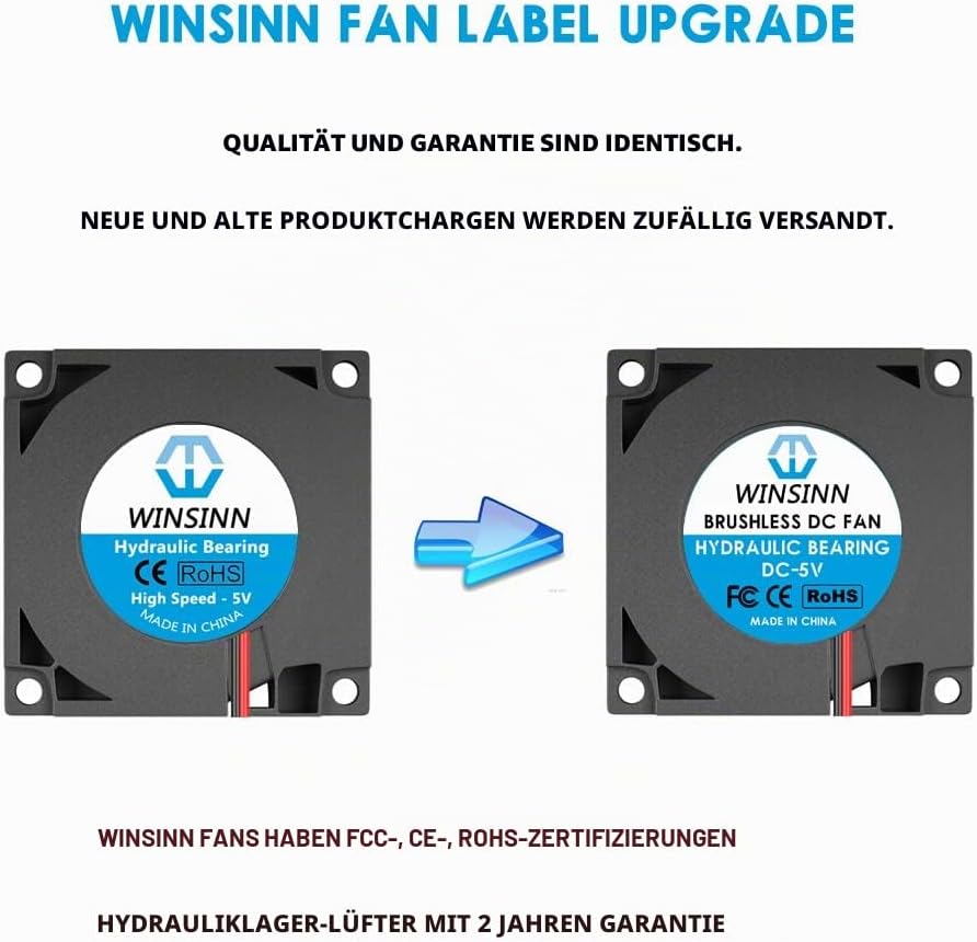 WINSINN 40 mm Gebläse Lüfter 5 V, 3D-Drucker Micro 5 Volt Lüfter 4010 Hydrauliklager, bürstenlose Kü