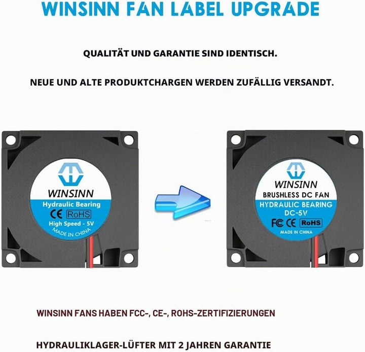 WINSINN 40 mm Gebläse Lüfter 5 V, 3D-Drucker Micro 5 Volt Lüfter 4010 Hydrauliklager, bürstenlose Kü