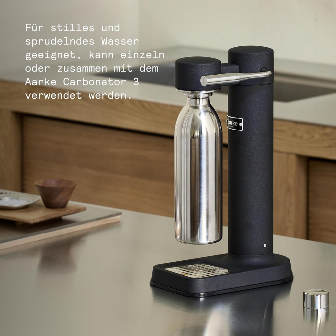 Aarke To-Go Bottle Edelstahl Trinkflasche für stille & sprudelnde Getränke, kompatibel mit Aarke Car