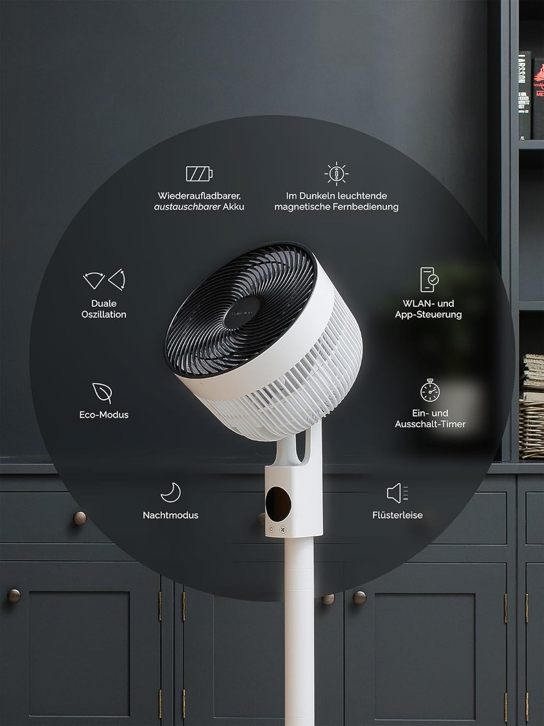 MEACO MeacoFan Sefte® 10 Pro Standventilator – kabellos mit Akku, bis zu 40 Std. Laufzeit, leise 25