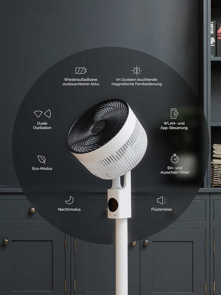 MEACO MeacoFan Sefte® 10 Pro Standventilator – kabellos mit Akku, bis zu 40 Std. Laufzeit, leise 25