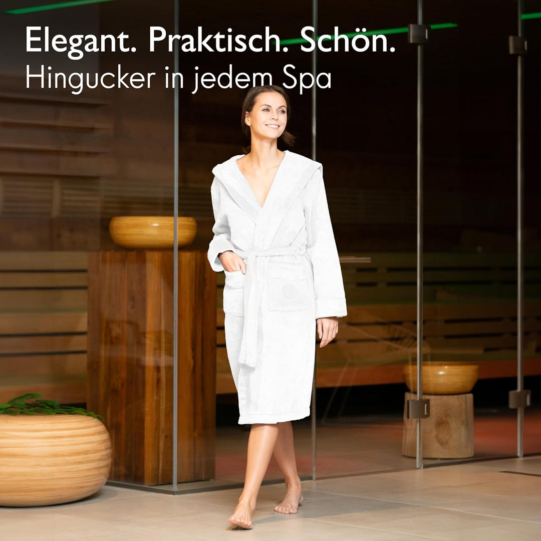 Liebenstein® Premium Bademantel Damen aus 100% samtweicher Baumwolle mit Kapuze – elegante Passform
