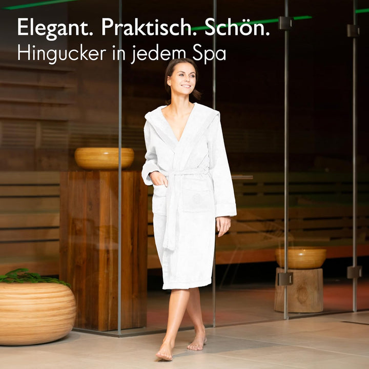 Liebenstein® Premium Bademantel Damen aus 100% samtweicher Baumwolle mit Kapuze – elegante Passform