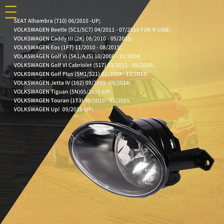 WISGOL Nebelscheinwerfer passt für VW Golf VI 5K1/AJ5 08-13 Jetta 09-14 Golf VI Cabriolet 11-16 Up!