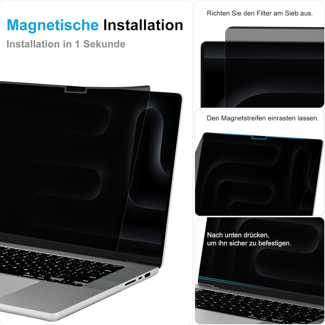 STARY 360° Magnetischer Blickschutzfolie für MacBook Pro 16 Zoll (2021-2024,M1, M2, M3, M4, Pro, Max