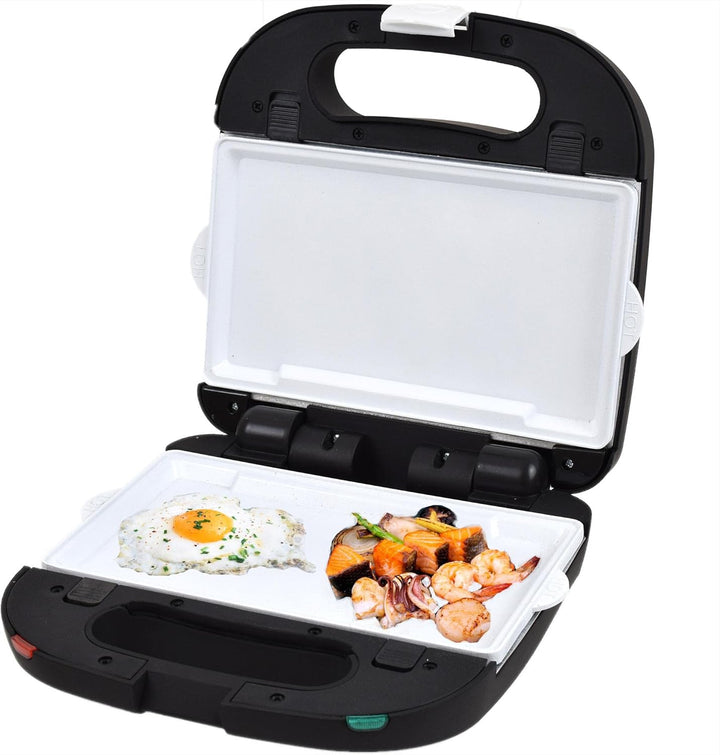 Syntrox Germany Kombigerät mit Wechselplatten SM-1500W Perom, Antihaftbeschichtet, Edelstahl, Schwar